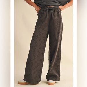 Star Print Wide Leg Elastic Waist Denim Pants- NWT